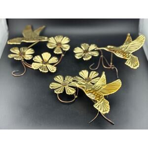 Three-Piece HOMECO Home Interior Brass Hummingbird Wall Hangers